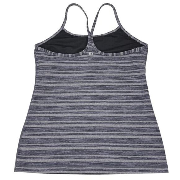LULULEMON Power Y Tank Size 8 Black Stripes Galore - Picture 6 of 8
